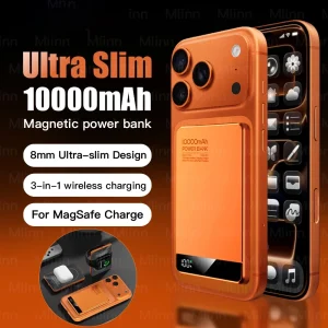 10000mAh Magnetic Power Bank, MagSafe-Compatible Wireless Portable Charger, Compact Battery Pack for iPhone 12–17 Series, Works Best with Magnetic Cases Summerwins